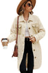 Contrast Flap Pocket Single Breasted Teddy Coat